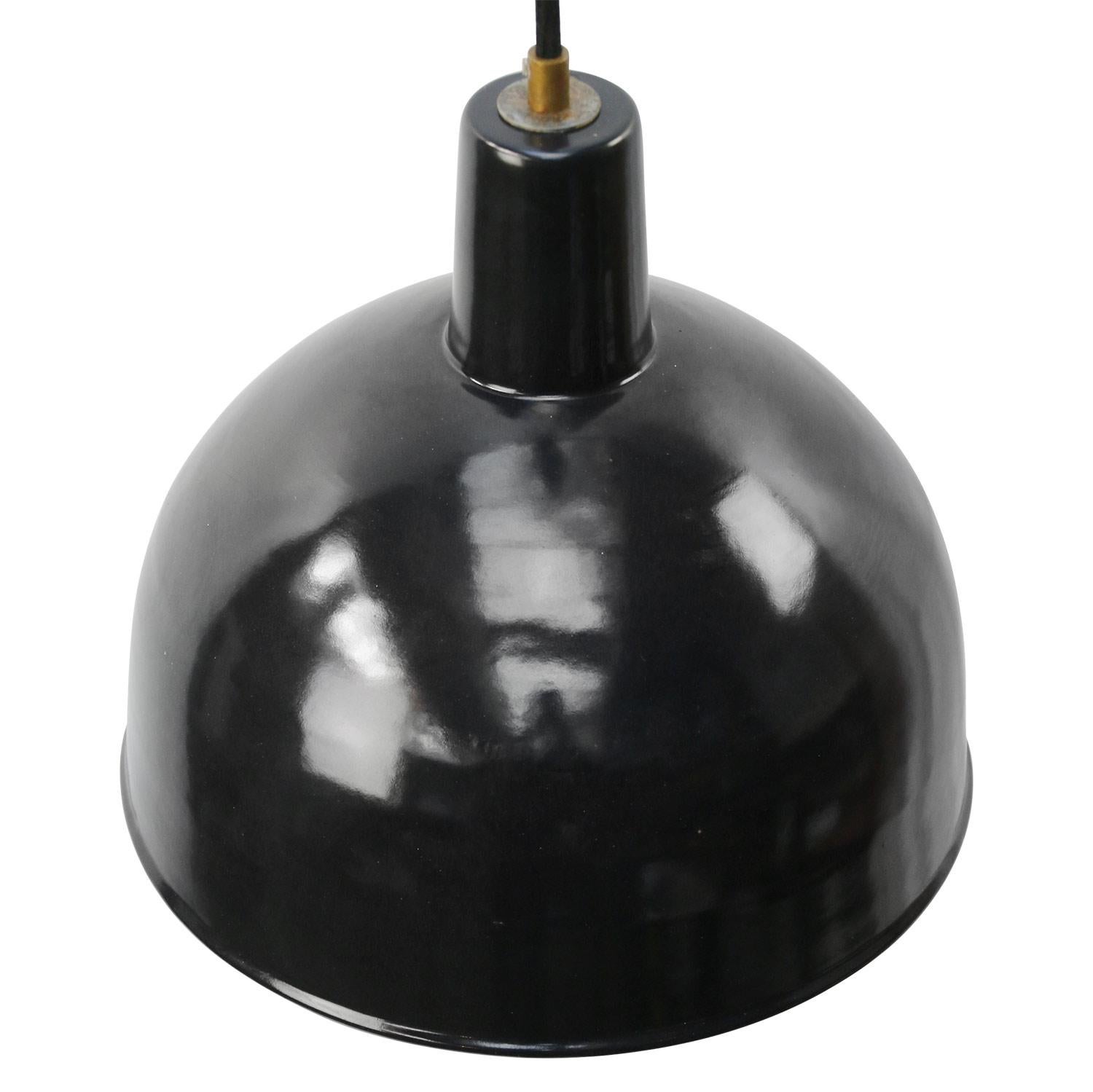 Factory hanging light. Black enamel. White interior.

Weight: 1.4 kg / 3.1 lb

Priced per individual item. All lamps have been made suitable by international standards for incandescent light bulbs, energy-efficient and LED bulbs. E26/E27 bulb