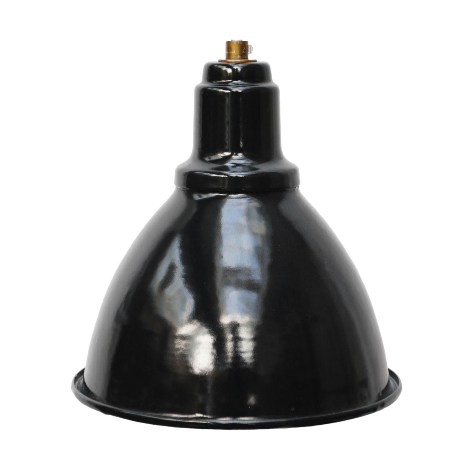 Lampes à suspension vintage d'usine industrielle en émail noir Bon état - En vente à Amsterdam, NL
