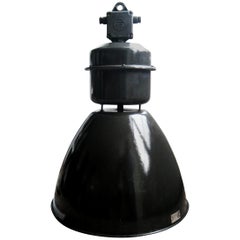 Lampade a sospensione industriali vintage con smalto nero