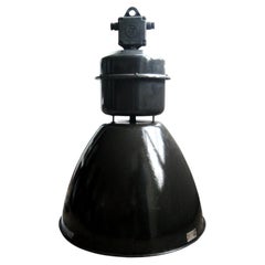 Lámparas Colgantes de Fábrica Industrial Vintage de Esmalte Negro