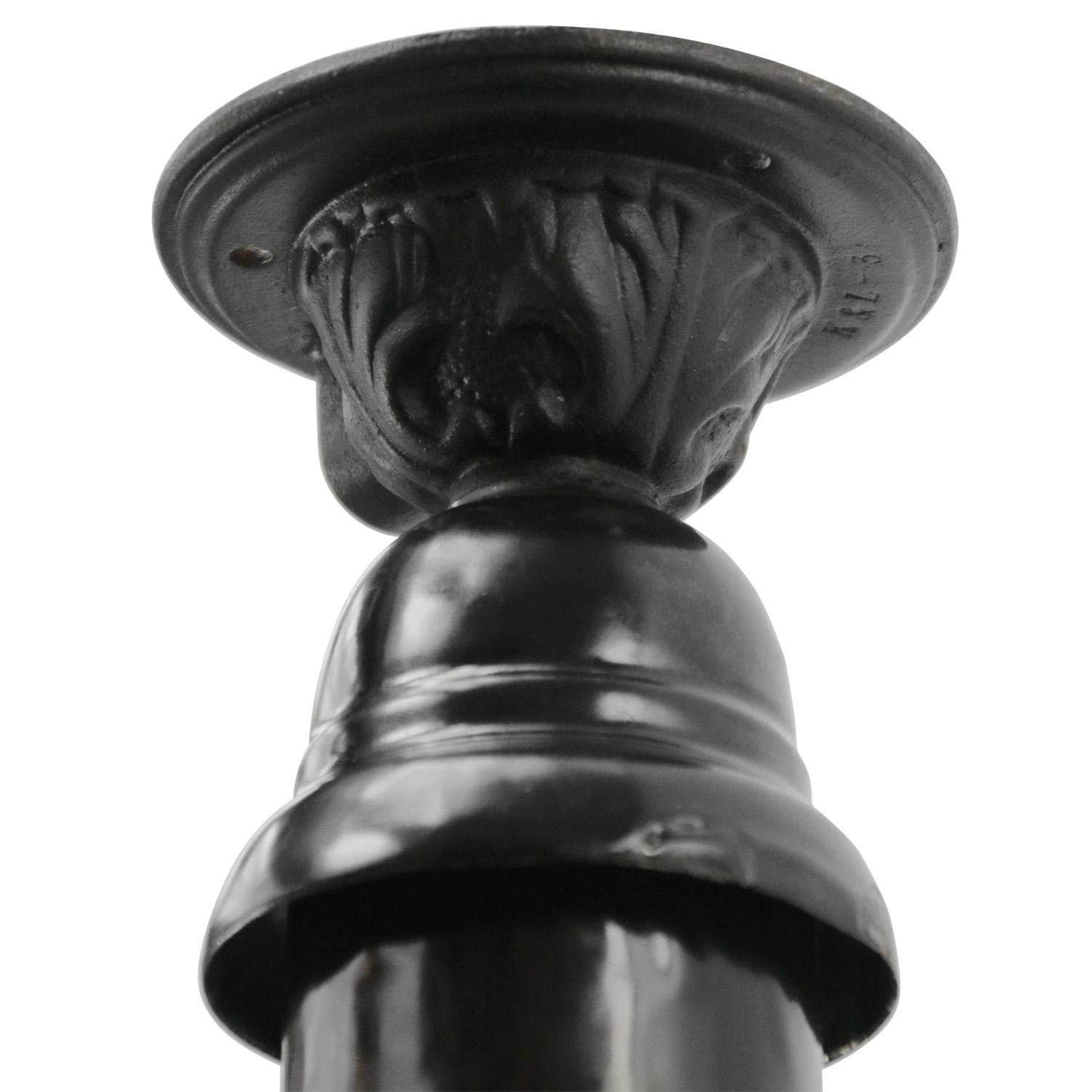 Cast Black Enamel Vintage Industrial Flush Mount Ceiling Lamp