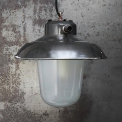 Black Enamel Vintage Industrial Frosted Glass Pendant Lights