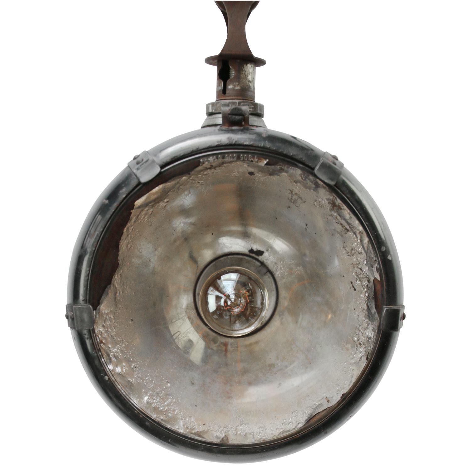 Dutch Black Enamel Vintage Industrial Metal Clear Glass Scissor Light