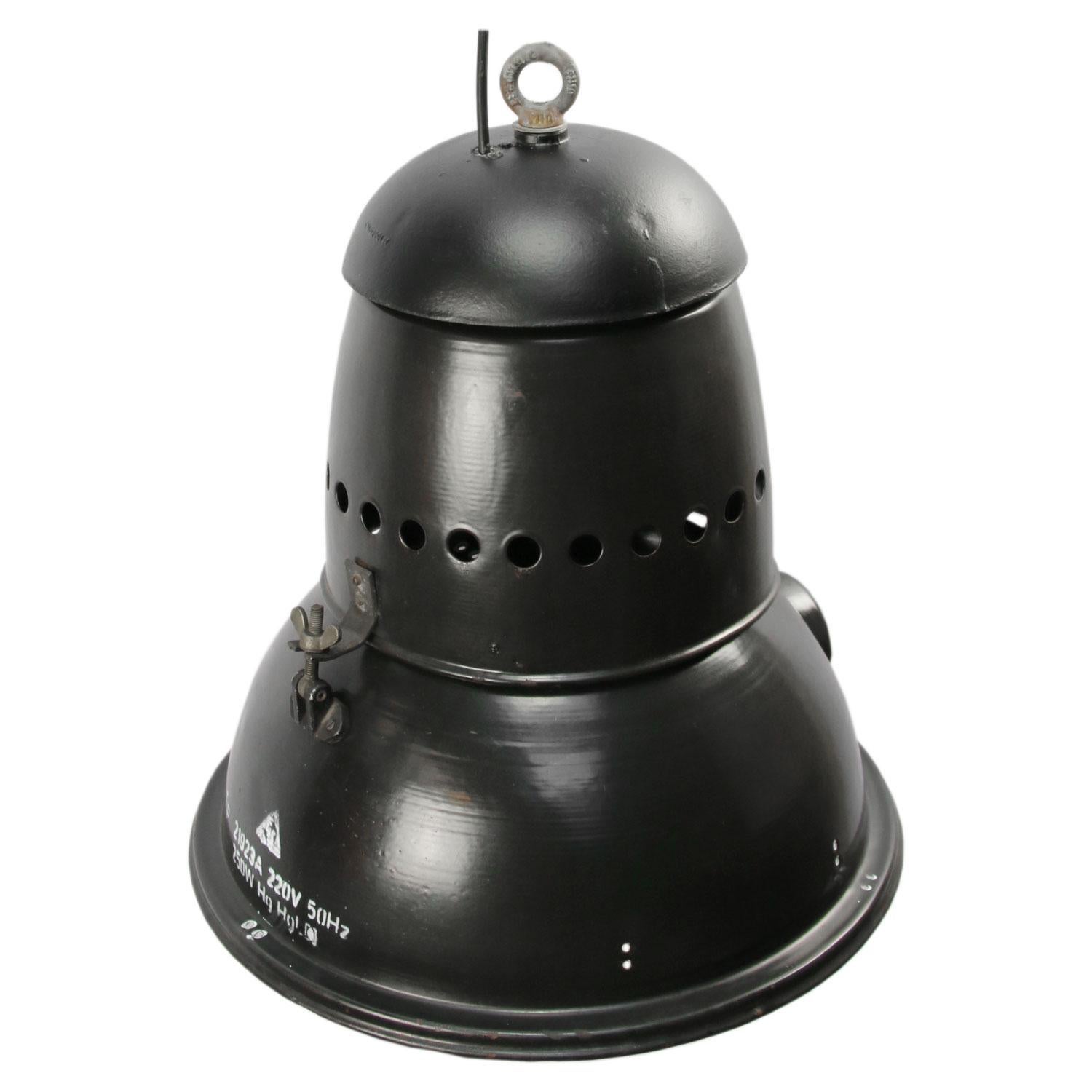 Large black enamel Industrial lamp. White interior cast iron top.

Weight 7.5 kg / 16.5 lb

Priced per individual item. All lamps have been made suitable by international standards for incandescent light bulbs, energy-efficient and LED bulbs.