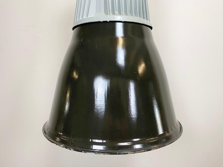 Czech Black Enamel Vintage Industrial Pendant Lamp, 1960s For Sale