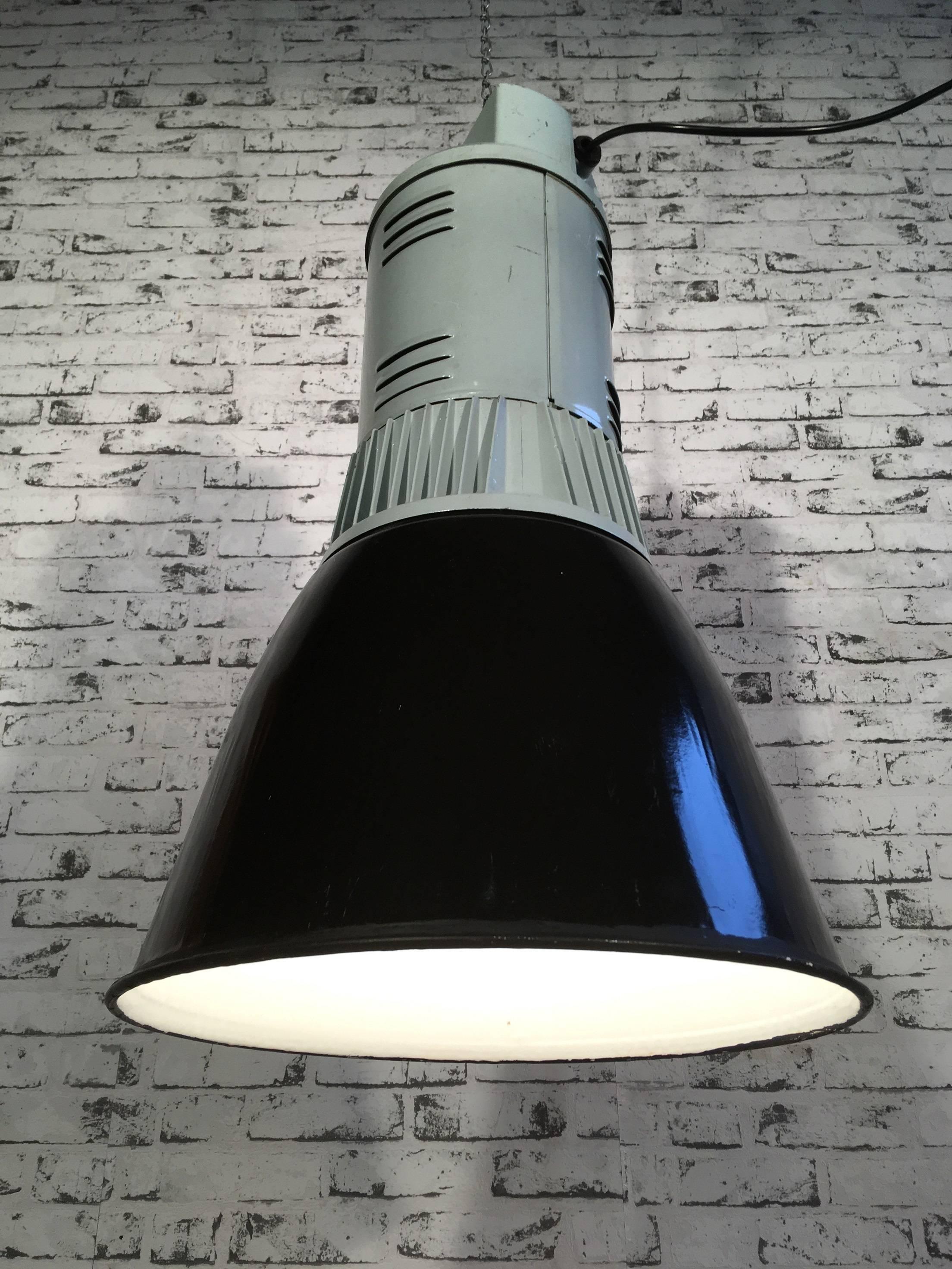 Czech Black Enamel Vintage Industrial Pendant Lamp, 1960s