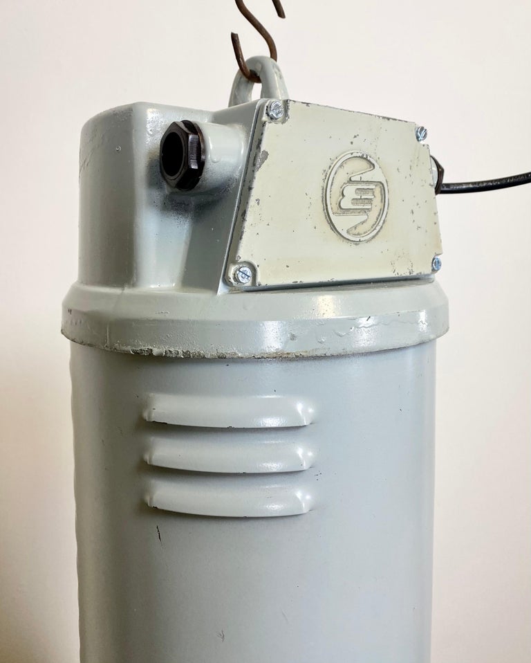 Cast Black Enamel Vintage Industrial Pendant Lamp, 1960s For Sale