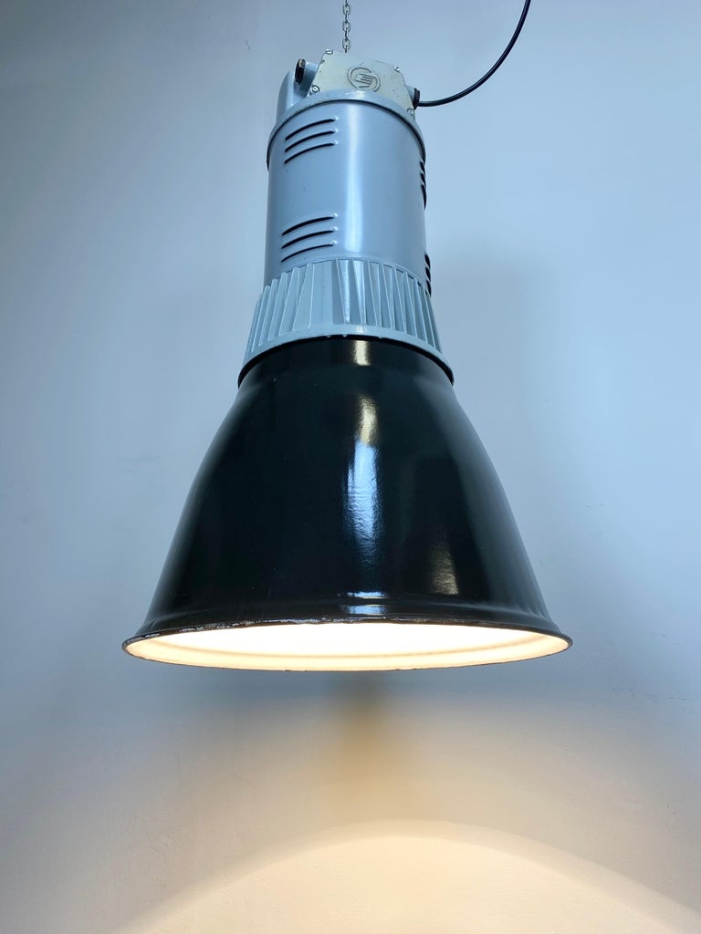 20th Century Black Enamel Vintage Industrial Pendant Lamp, 1960s For Sale
