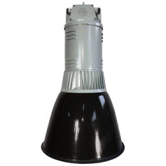 Black Enamel Vintage Industrial Pendant Lamp, 1960s