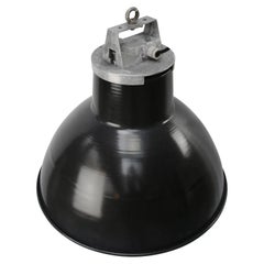 Lampade a sospensione industriali vintage con smalto nero di Mazda, Francia