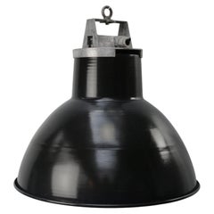 Lampade a sospensione industriali vintage con smalto nero di Mazda, Francia
