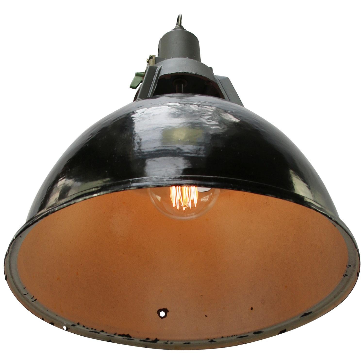 Ukrainian Black Enamel Vintage Industrial Pendant Lights