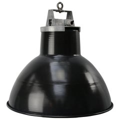 Lampade a sospensione industriali vintage con smalto nero