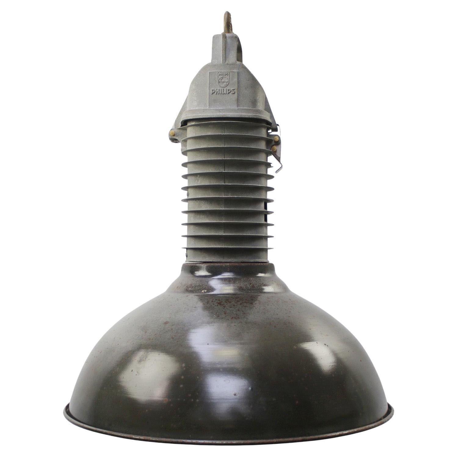 Black Enamel Vintage Industrial Philips Dutch Design Classic Pendant Lights