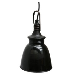 Black Enamel Vintage Industrial Rubber Top Work Light Pendant