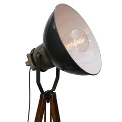Black Enamel Vintage Industrial Wooden Tripod Lamps