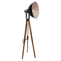 Black Enamel Wooden Vintage Industrial Spot Light Floor Lamp