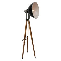 Black Enamel Wooden Retro Industrial Spot Light Floor Lamp