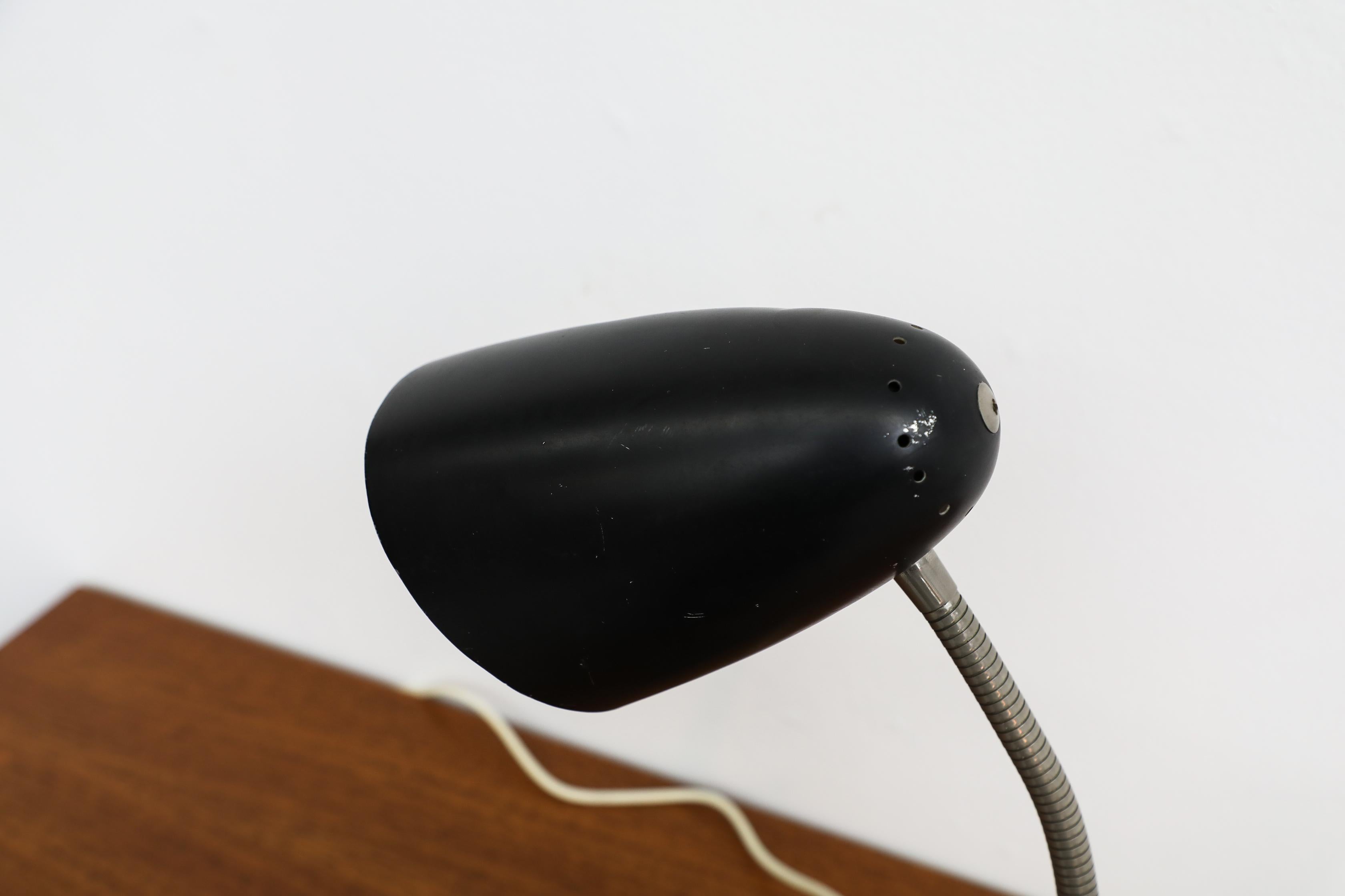 Black Enameled Bauhaus Goose Neck Desk Lamp For Sale 5