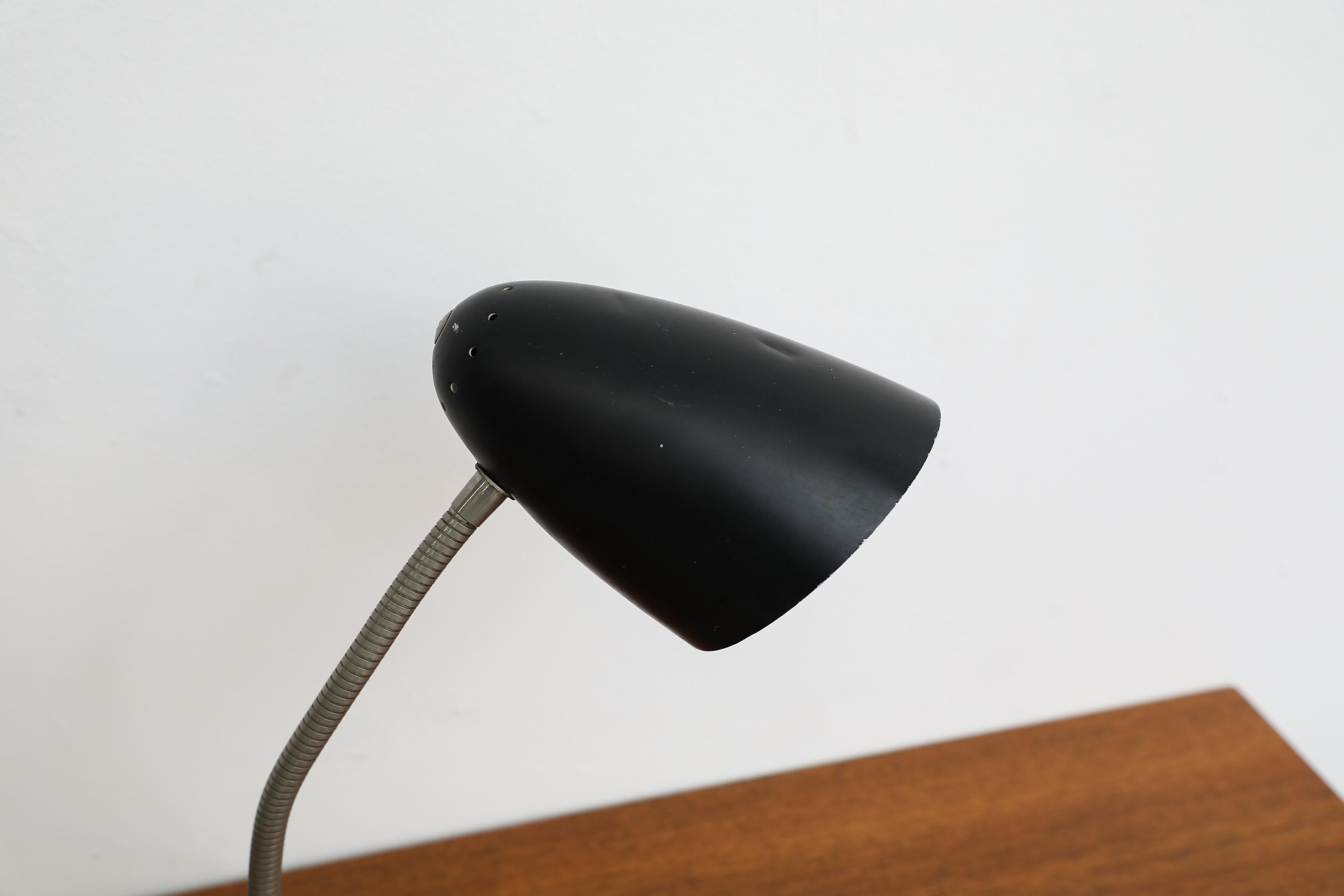 Black Enameled Bauhaus Goose Neck Desk Lamp For Sale 8
