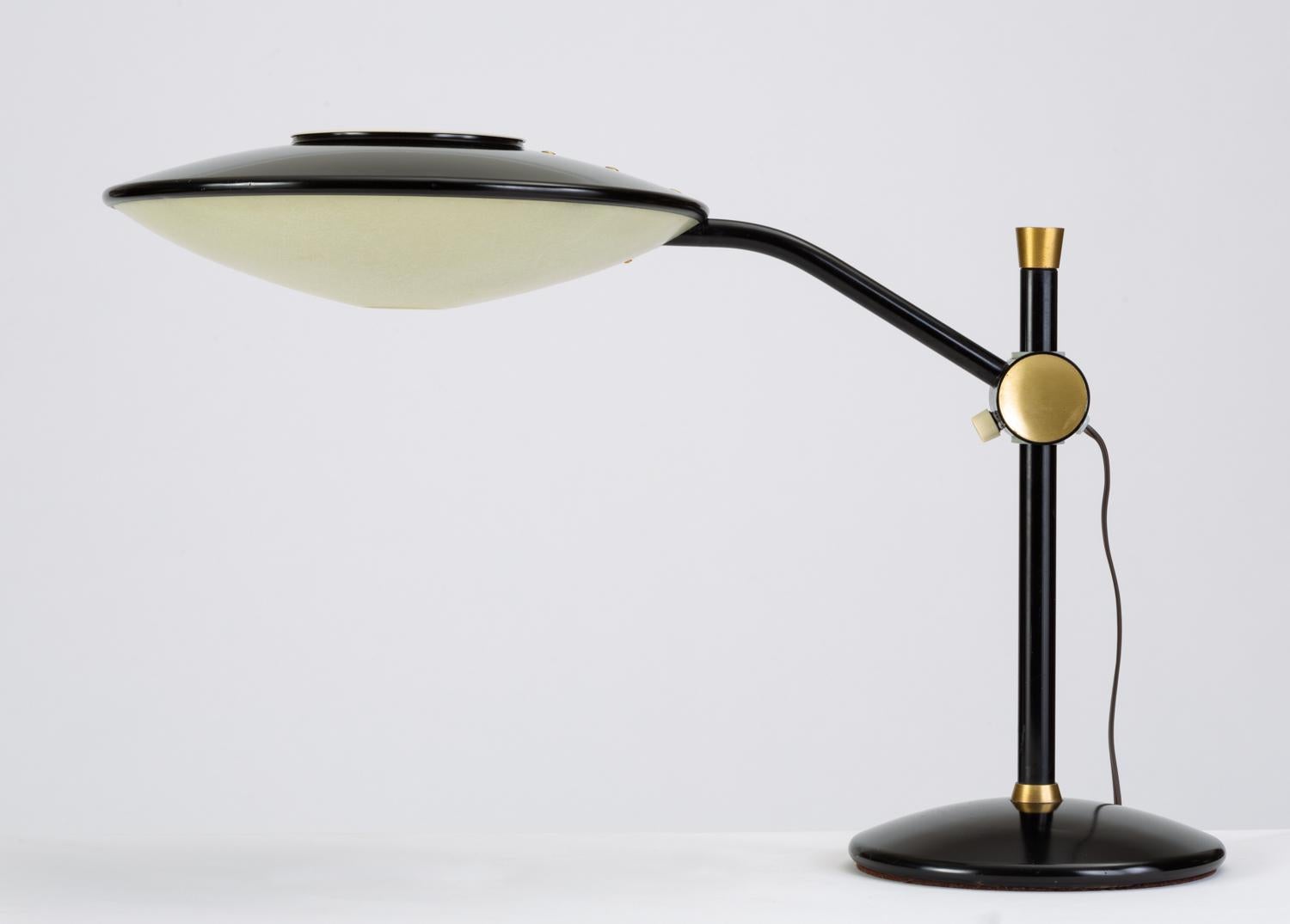 North American Black-Enameled Desk Lamp with Brass Accents by Dazor