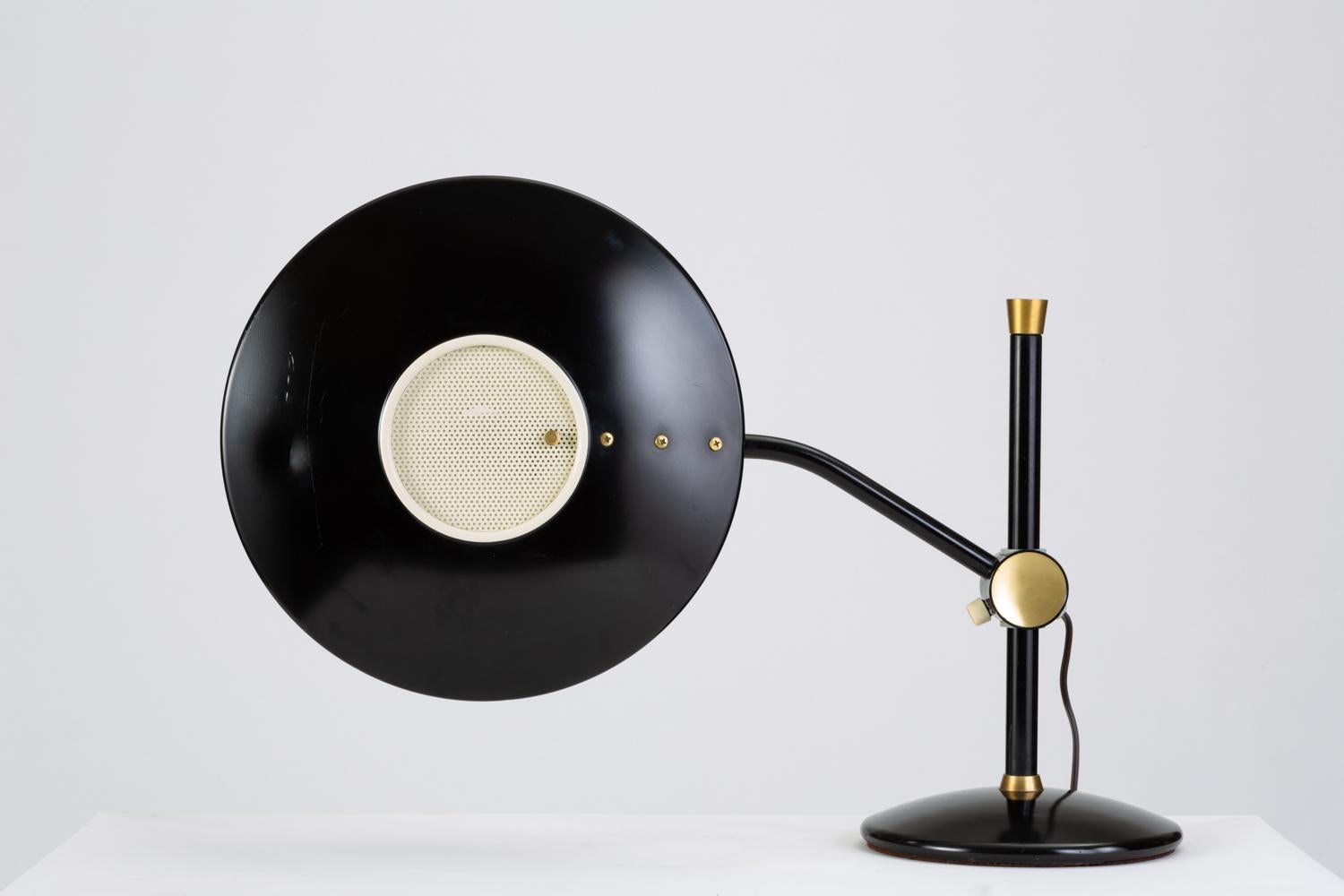 Black-Enameled Desk Lamp with Brass Accents by Dazor 2