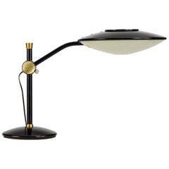 Retro Black-Enameled Desk Lamp with Brass Accents by Dazor