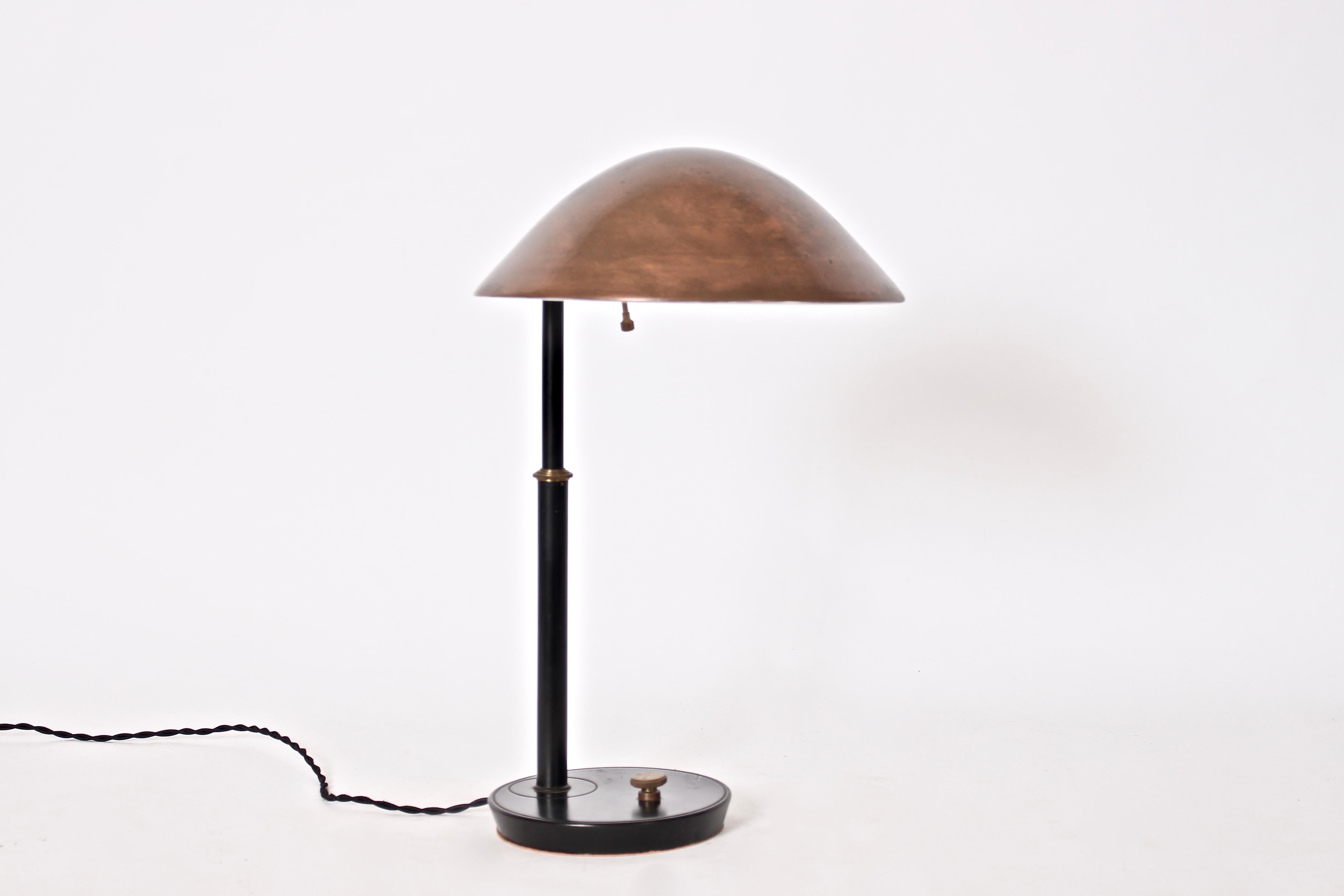 Black Enameled Desk Lamp with Copper Shade, circa 1950 1