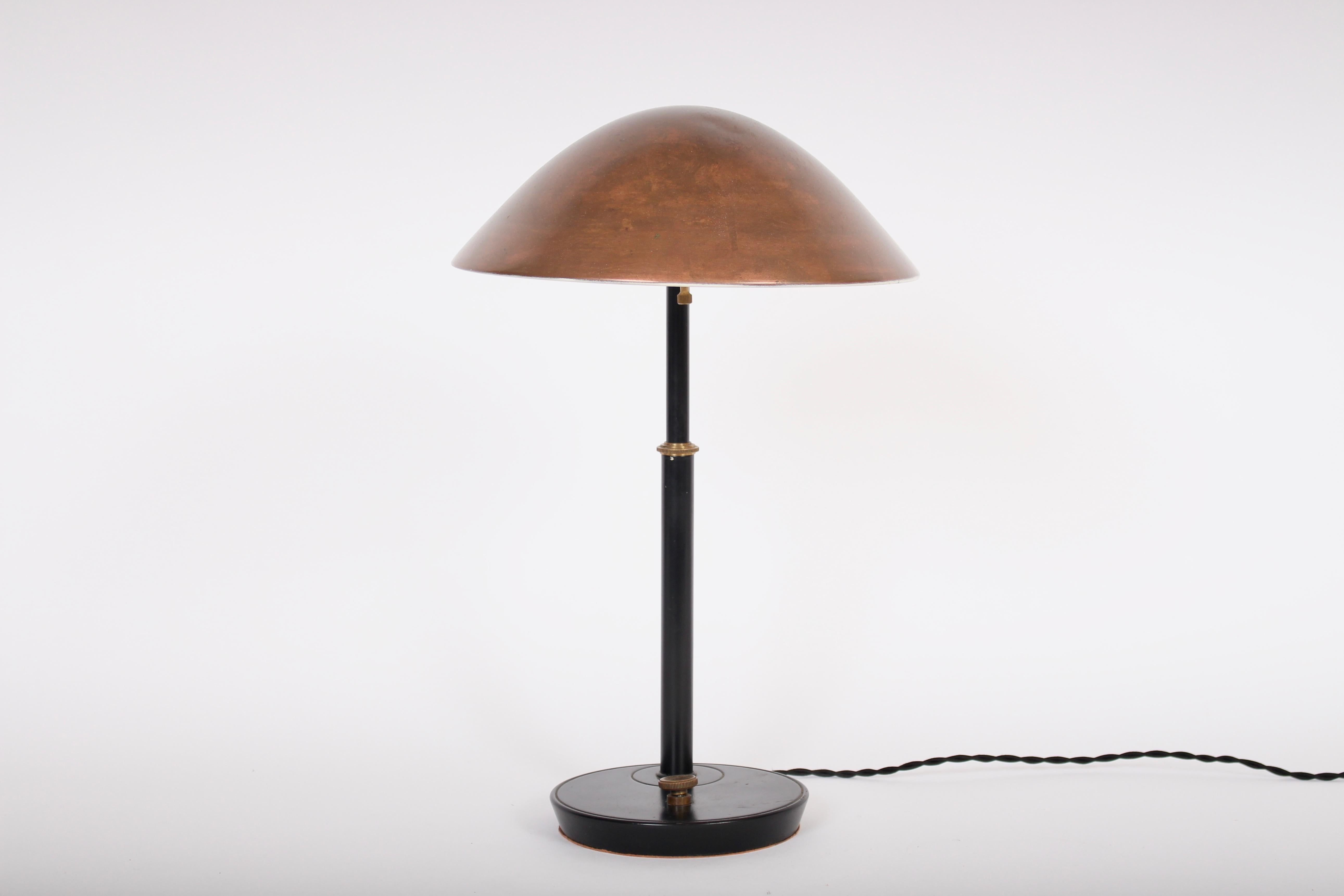 Black Enameled Desk Lamp with Copper Shade, circa 1950 2