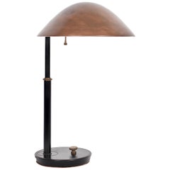 Black Enameled Desk Lamp with Copper Shade, circa 1950