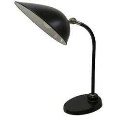 Black Enameled Metal Table Lamp with Articulating Shade, USA Circa 1940