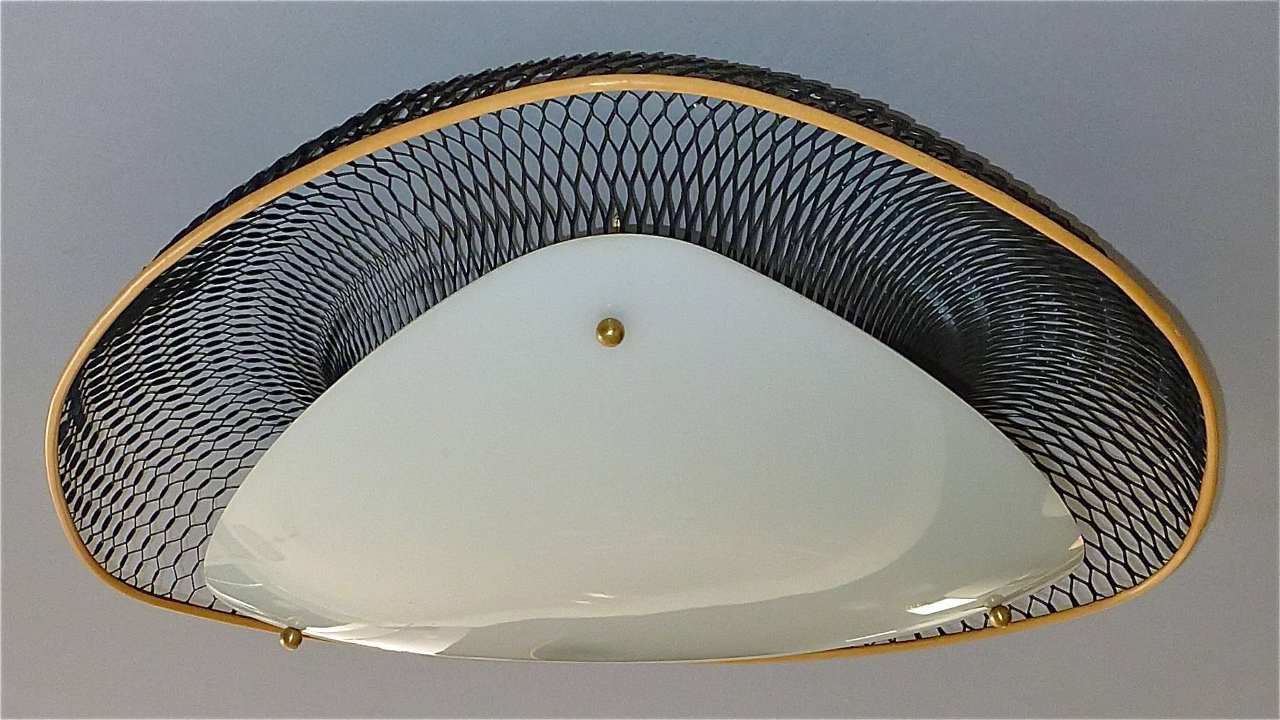 Black Enameled Metal White Plastic Flush Mount Mategot Biny Sarfatti Style 1950s 3