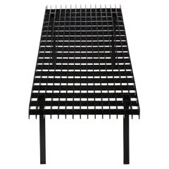 Black Enameled Steel Slat Bench or Low Coffee Table, USA 1970's