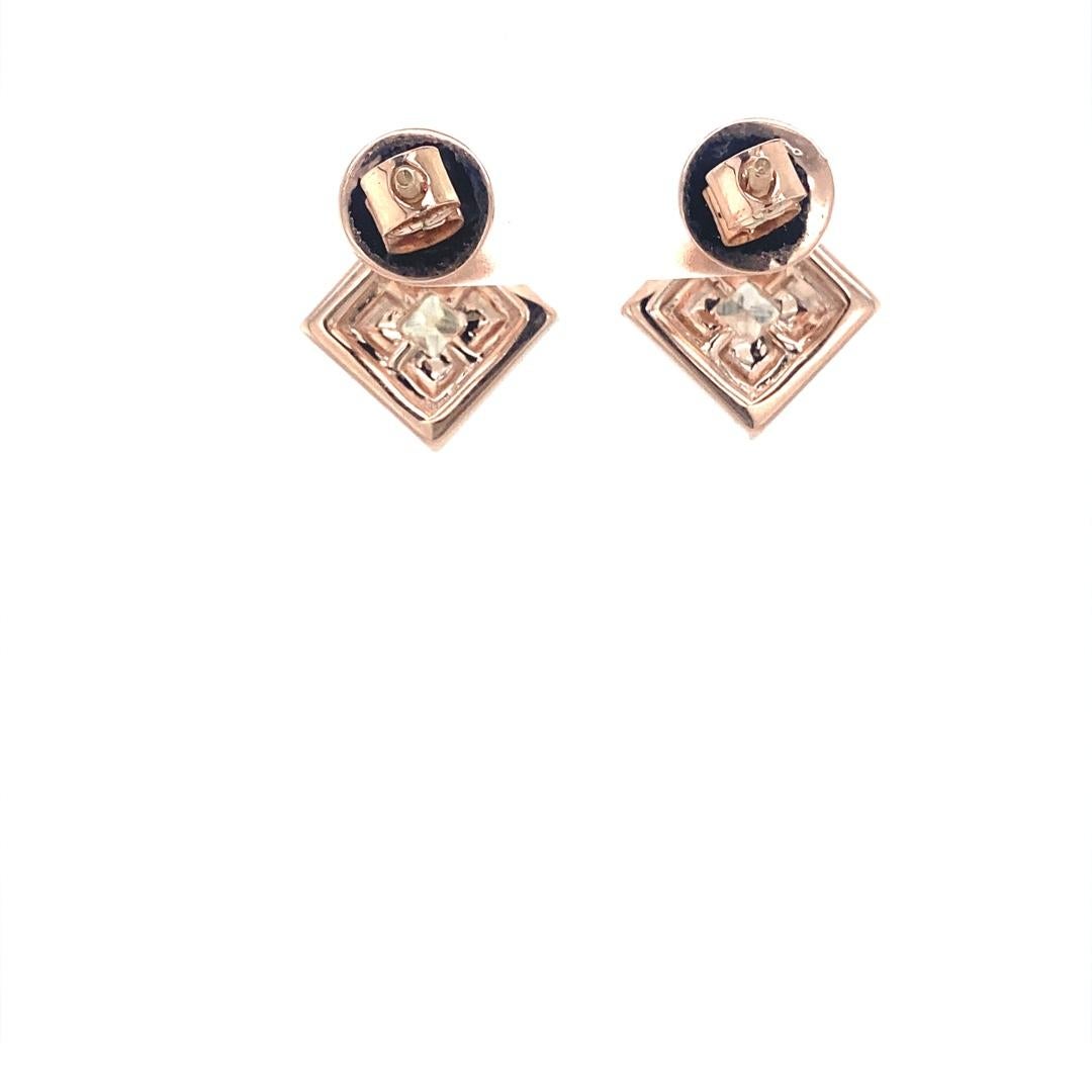Black Enameled Stud Earrings with Princess Diamonds in 18k Solid Gold For Sale 5