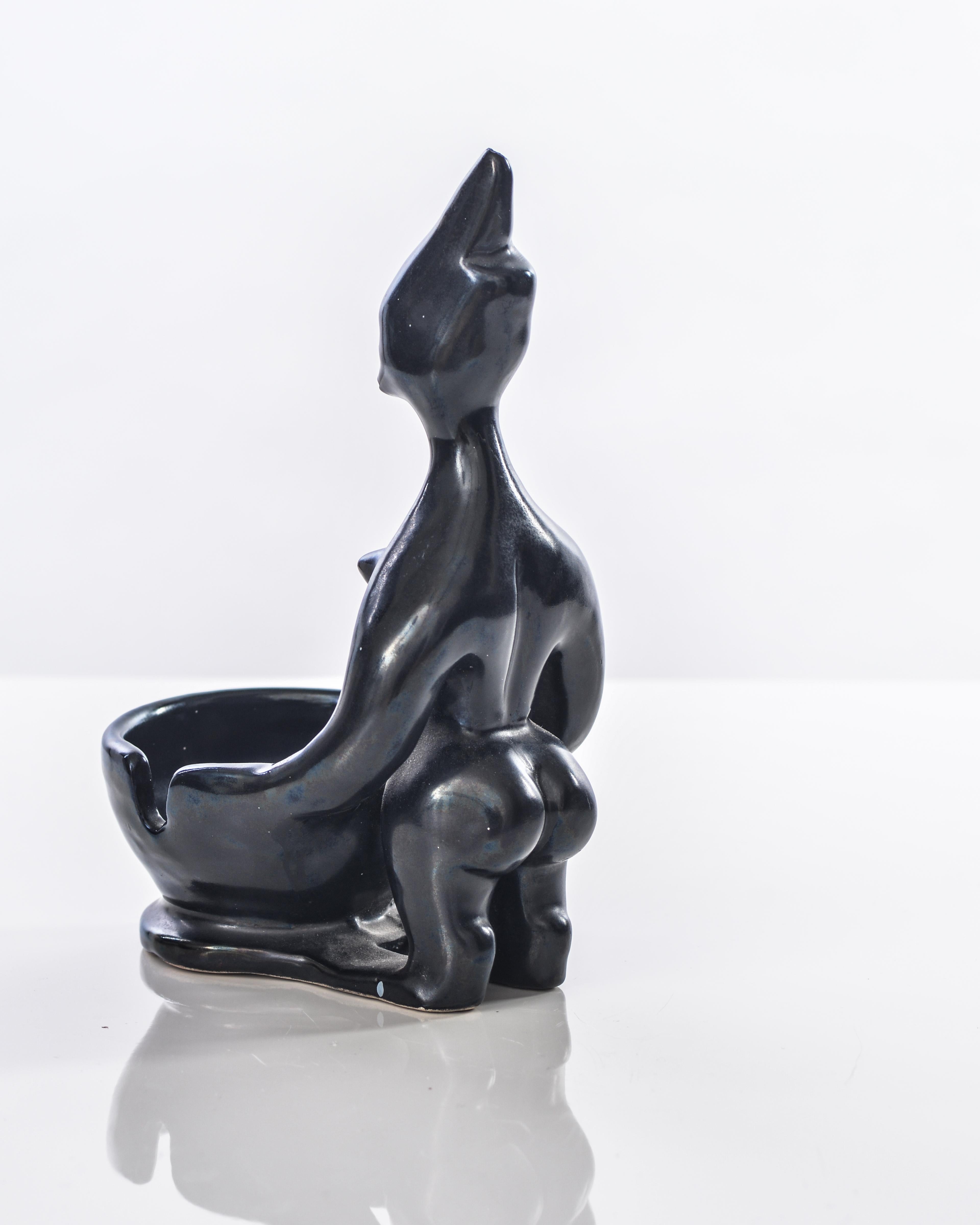 Modern Roger Capron, Black Enamelled Sculptural Cendrier c.1960 For Sale