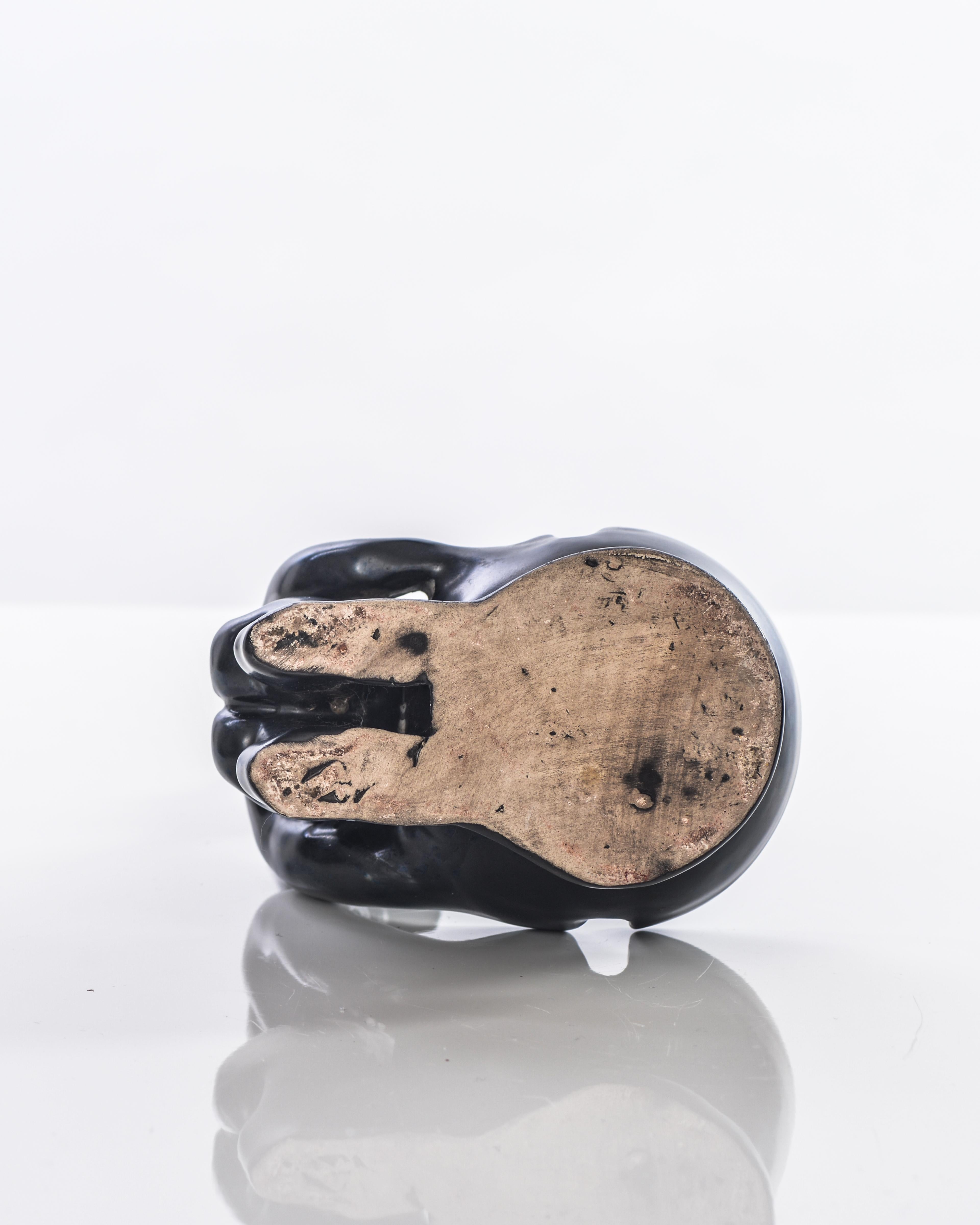 Roger Capron, Black Enamelled Sculptural Cendrier c.1960 In Good Condition For Sale In Holmfirth, GB