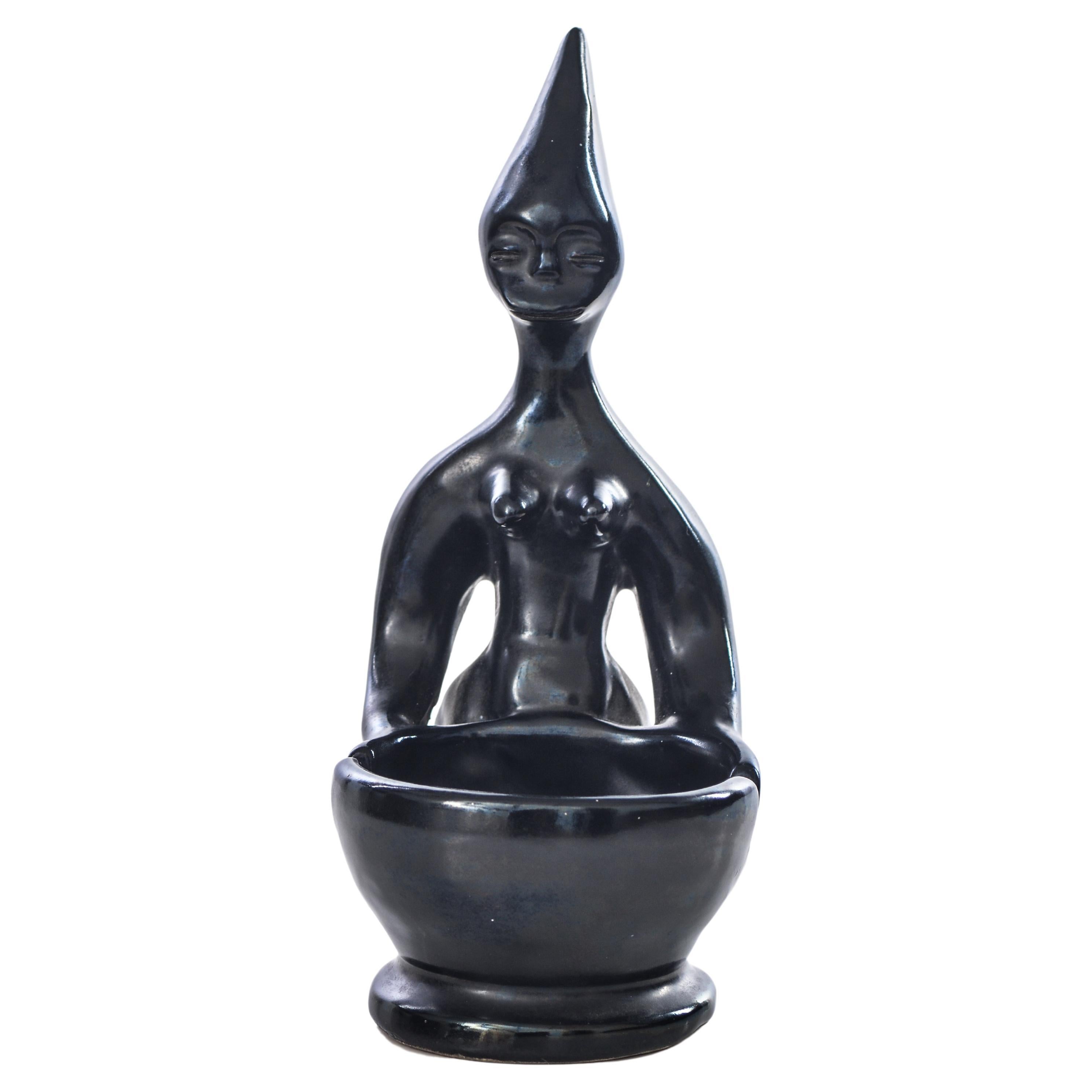 Roger Capron, Black Enamelled Sculptural Cendrier c.1960 For Sale