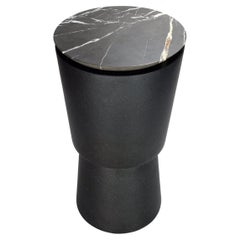 Black End Table Plinth Marble in Cast Stone by Alentes Atelier