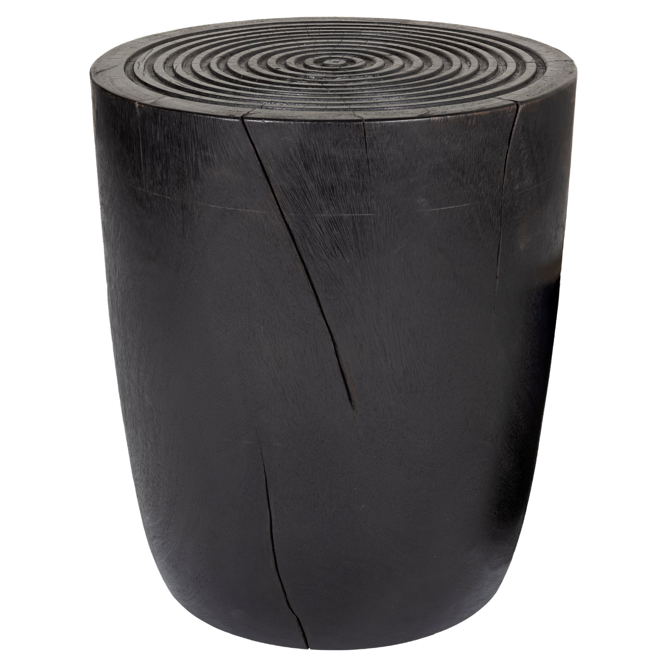 Ebony End Table with Target Design Top For Sale
