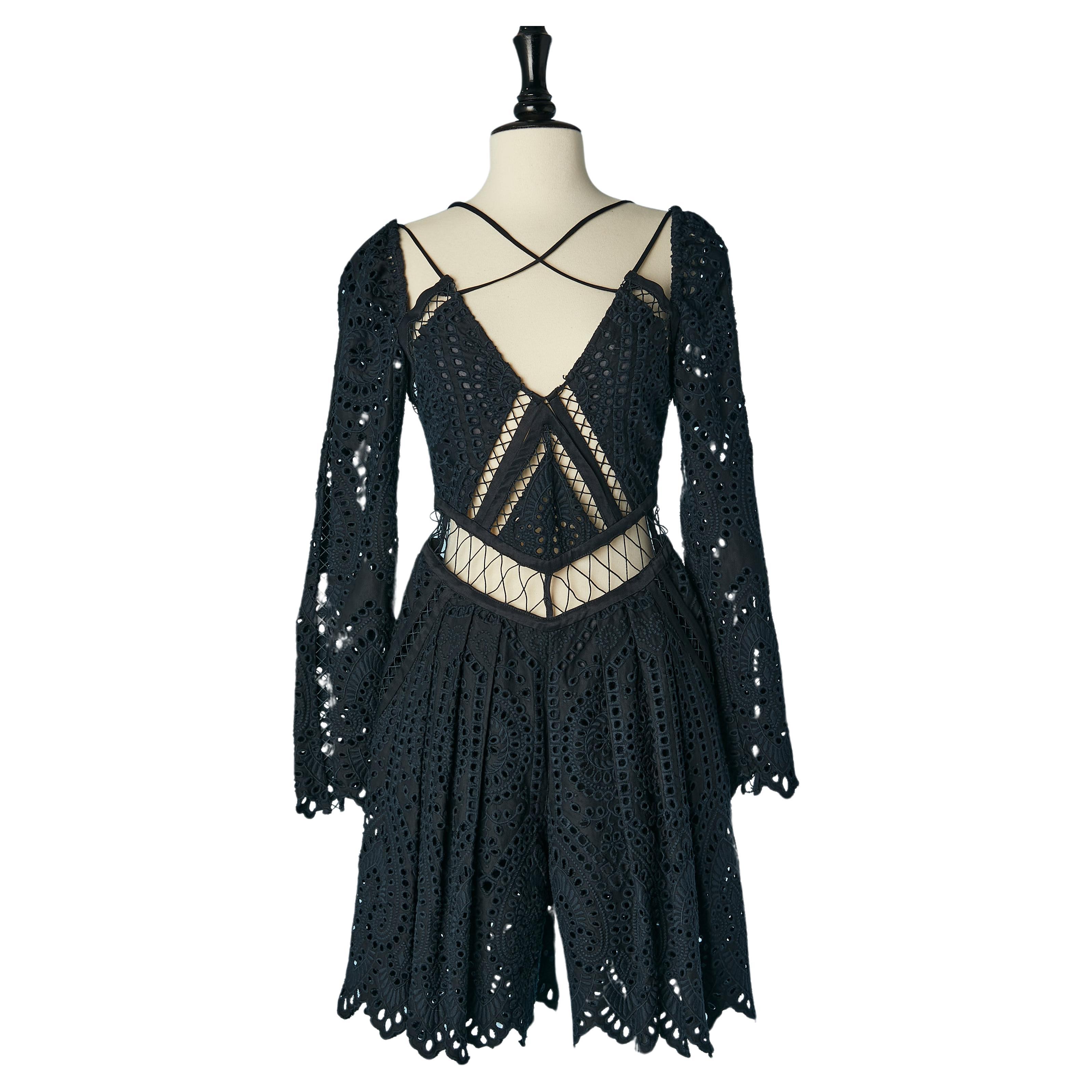 Black English embroderies see-through short-jumpsuit Zimmermann For Sale