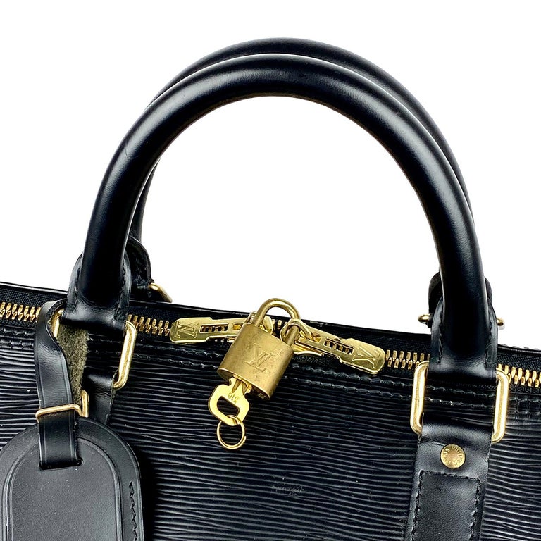 Black Epi leather Louis Vuitton Keepall 50 Weekend Bag For Sale at 1stDibs