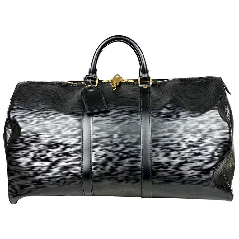 louis vuitton black epi leather keepall 55