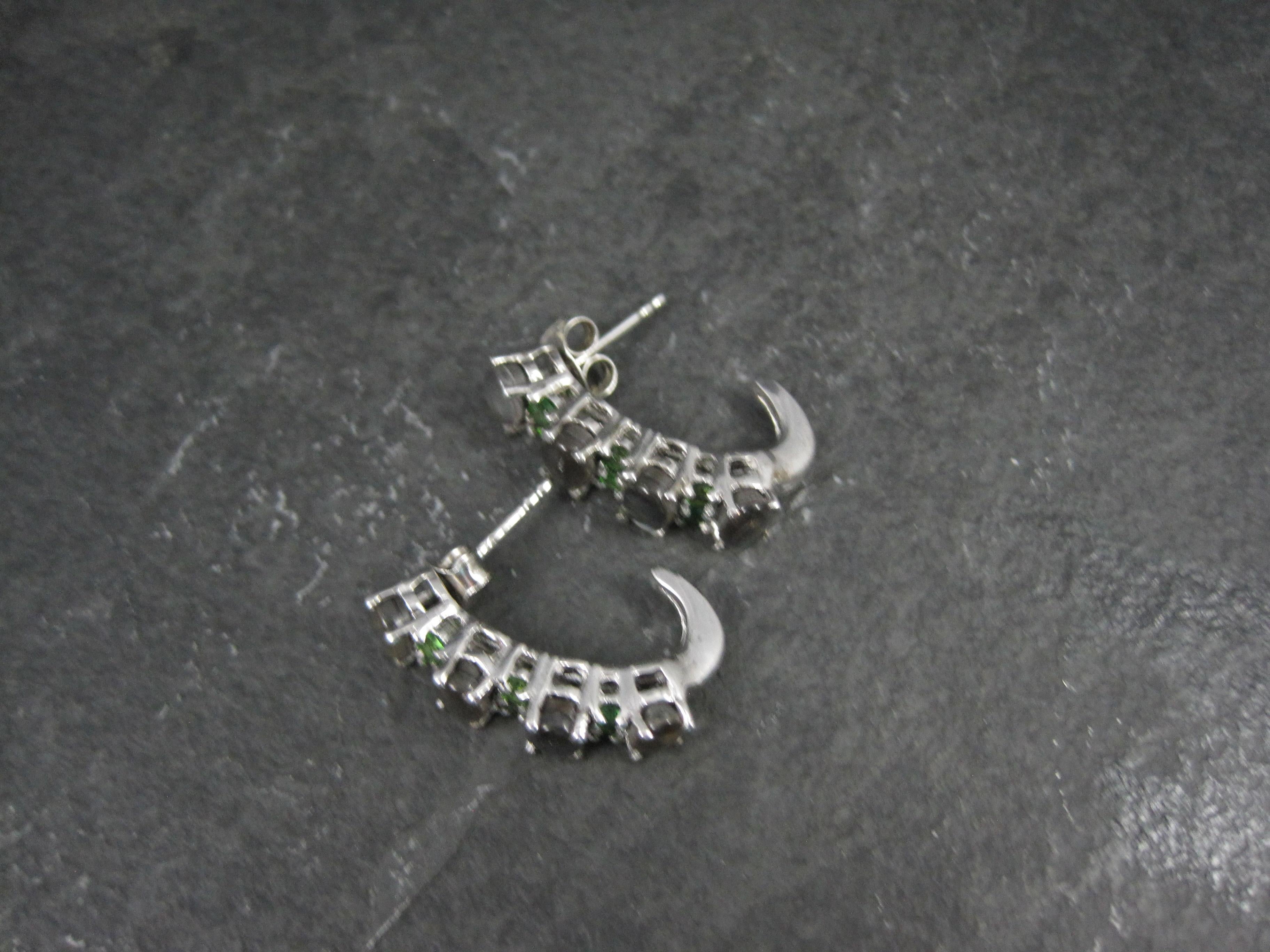 Black Ethiopian Opal and Chrome Diopside Earrings Sterling Silver In New Condition For Sale In Webster, SD