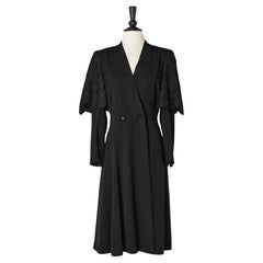 Black evening coat with over-sleeves in passementerie The Novelty Circa 1930's