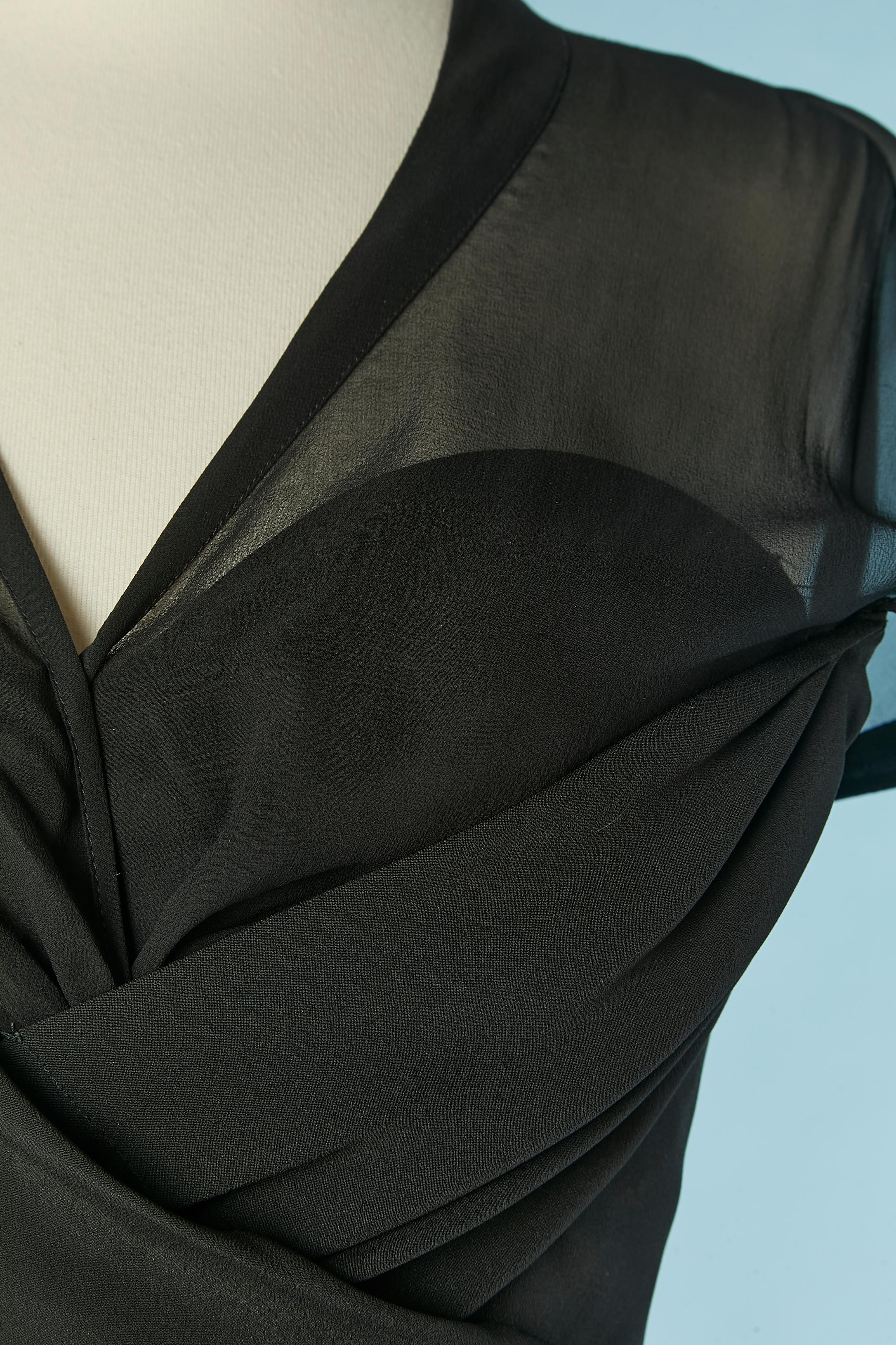 Vestido de noche negro drapeado en el busto Thierry Mugler Negro en venta