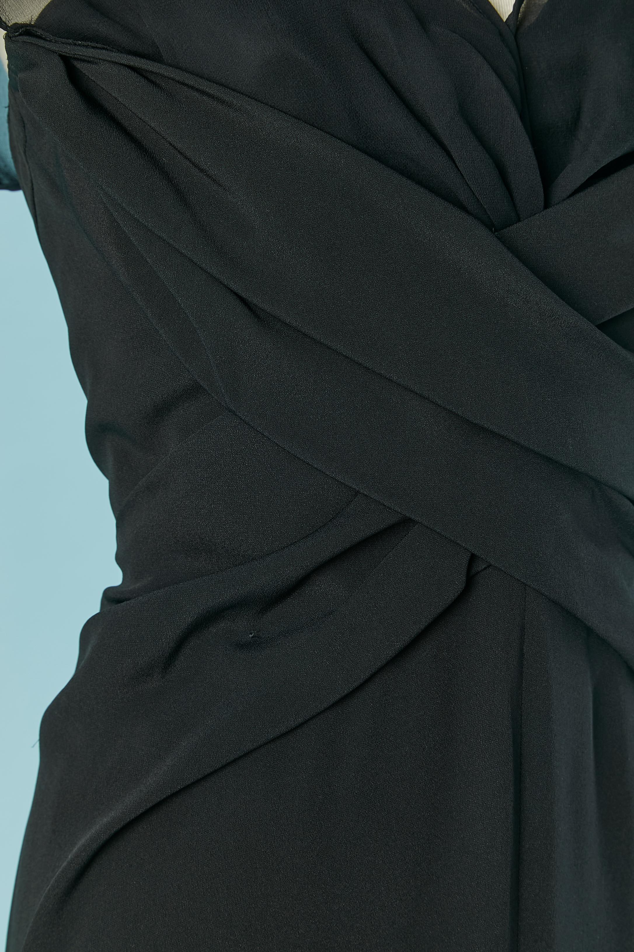 Vestido de noche negro drapeado en el busto Thierry Mugler en Excelente estado para la venta en Saint-Ouen-Sur-Seine, FR