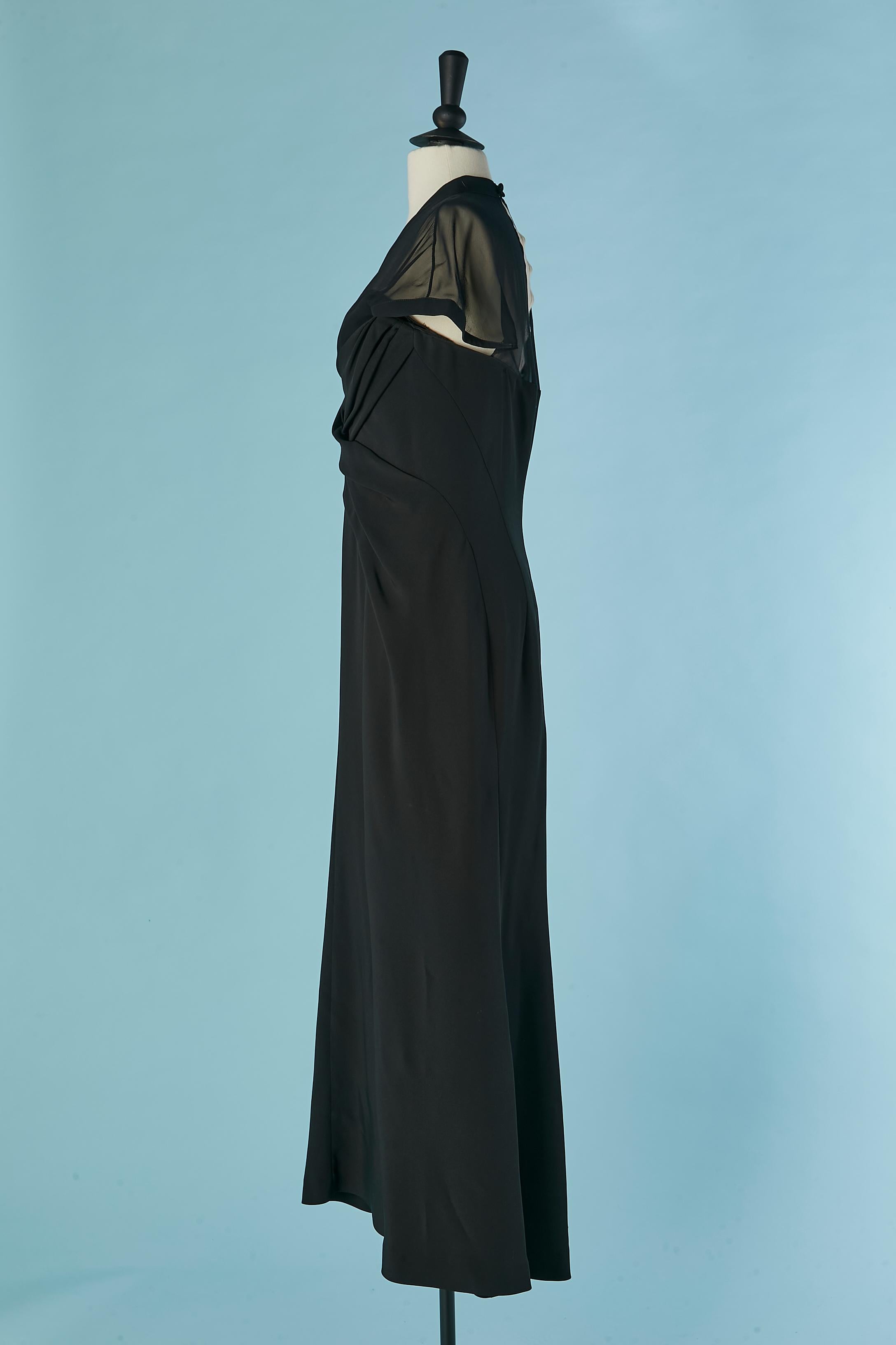 Vestido de noche negro drapeado en el busto Thierry Mugler en venta 1