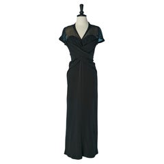 Vintage Black evening dress draped on the bust Thierry Mugler