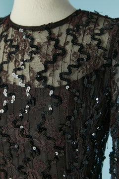 Black evening dress in black sequin and taffetas JULIE DUROCHÉ for After Five