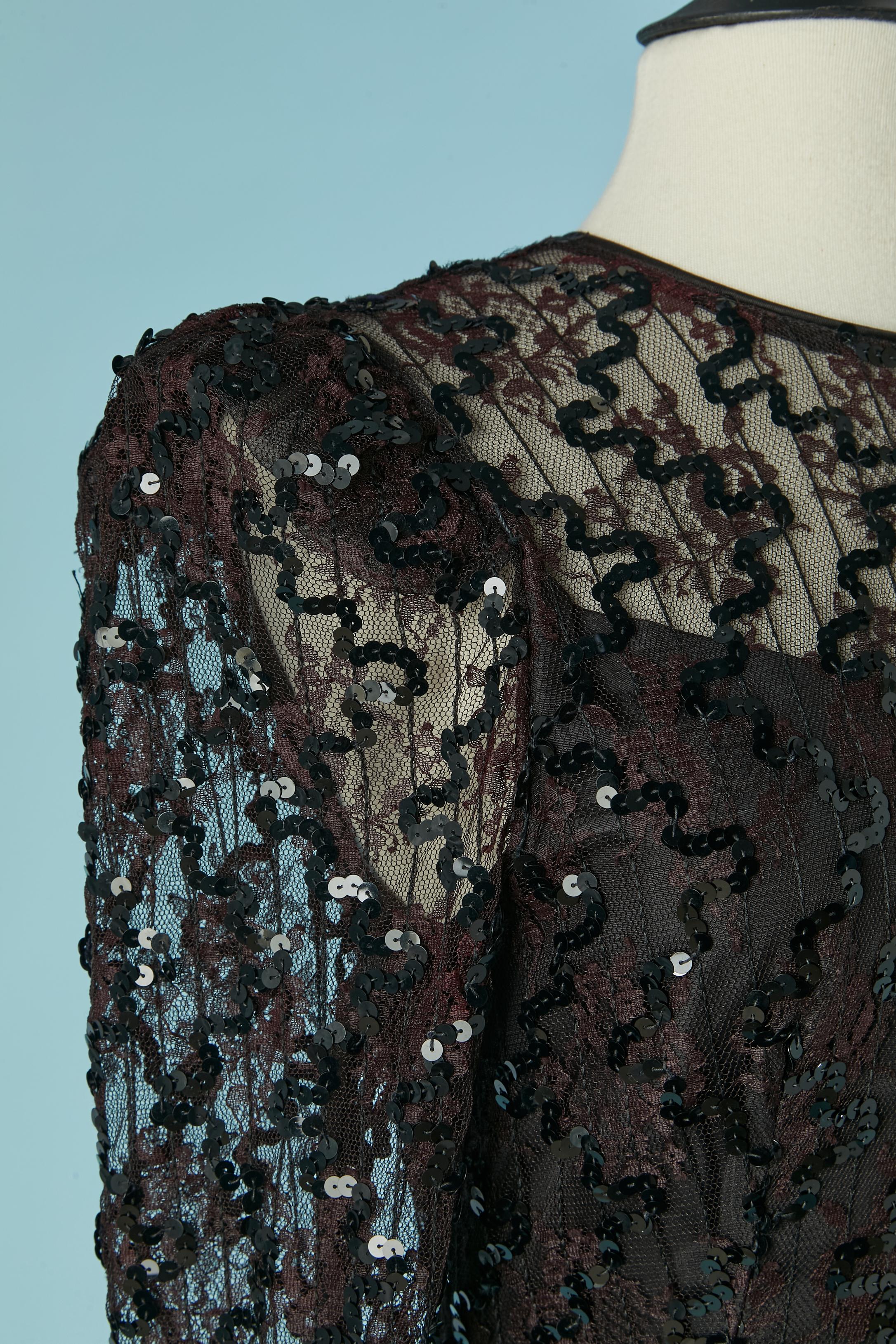 Schwarzes Abendkleid aus schwarzem Paillettenstoff und Taft JULIE DUROCHÉ für After Five im Zustand „Hervorragend“ im Angebot in Saint-Ouen-Sur-Seine, FR